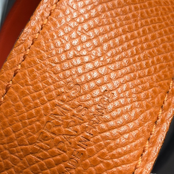 Hermes Leather Belt  Silver H buckle Reversible,Light Orange and Dark Orange. main image 4
